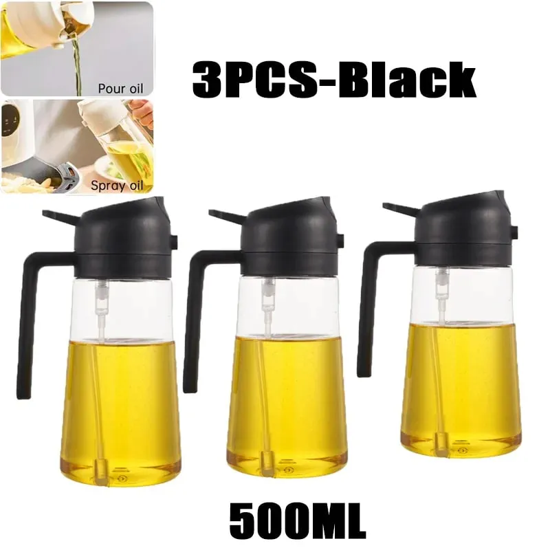 2in1 500ml Plastic Spray Oil Sprayer Bottle Spray Oil Dispenser Oil Jar Cruet BBQ Kitchen Baking Roasting Picnic Kitchen Tool — image 21