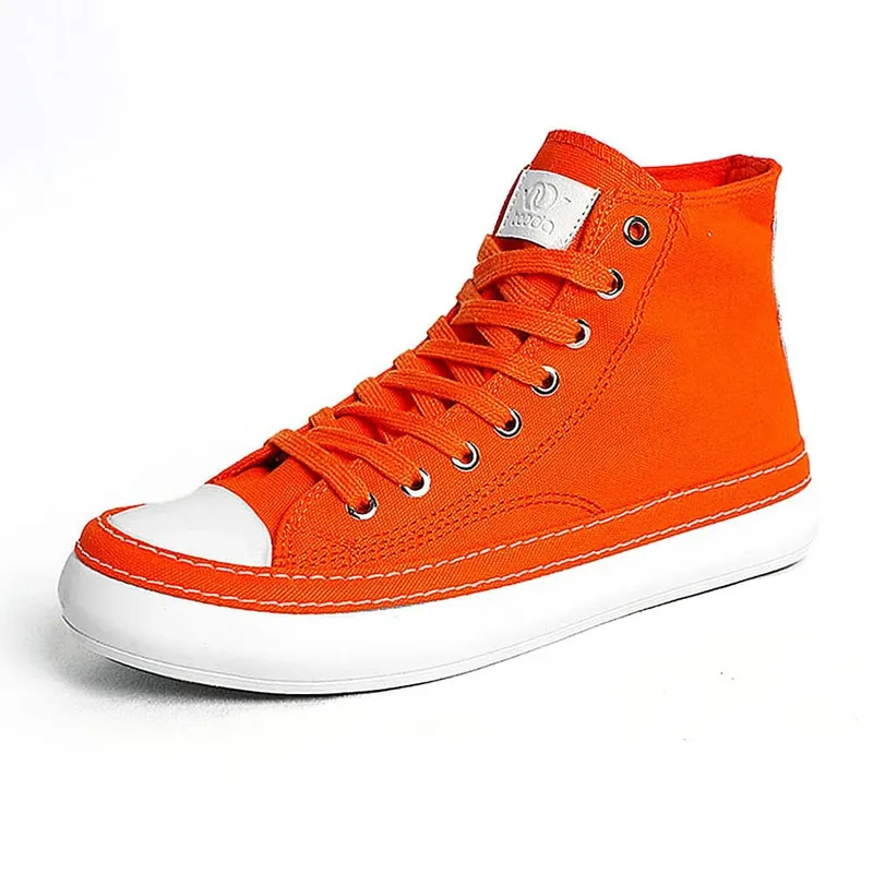 New Fashion Unisex Canvas Boots Men Sneaker Plus Size Women Vulcanized Canvas Shoes High Top Orange Casual Footwear Black 38-44 — image 11