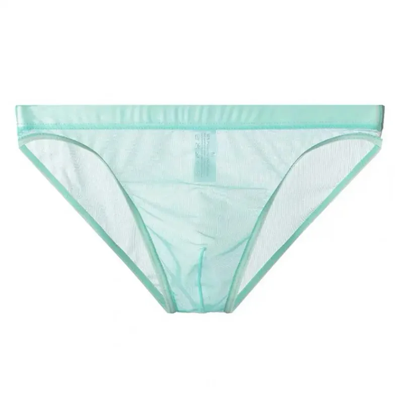 Men Seamless Ice Silk Briefs Low-rise Ultra-Thin See-through Panties Solid Color Quick Drying Underwear — image 9