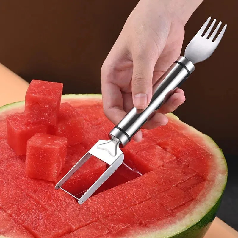 Stainless Steel Watermelon Cutting Tool Functional Watermelon Fork Slicer Slicing Tool for Melons Fruit Fork Kitchen Gadgets — image 1