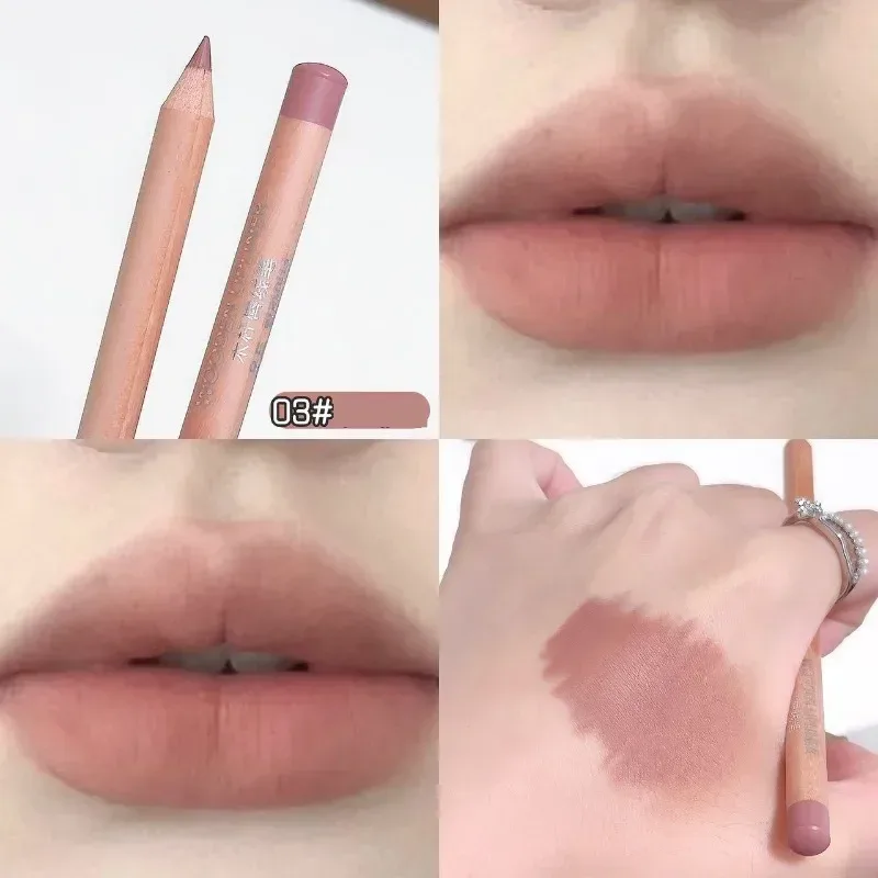 Wooden Matte Lip Liner Pencil Long Lasting Waterproof Nude Low Saturation Lip Pencil Natural Contour Lip Makeup for Beginners — image 12
