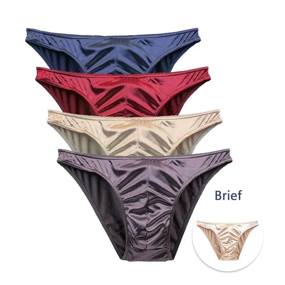 Mierside One Piese Plus Size Uomo Intimo Mutandine Rigonfiamento da uomo Mutandine di seta traspiranti Lotto di grandi dimensioni Mutande morbide S-3XL — image 5