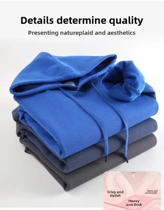 Customized Your Brand Logo DIY Design 600GSM Mens Hoodies High-quality Women Sweatshirt Solid Color Cotton Loose Streetwear — image 26