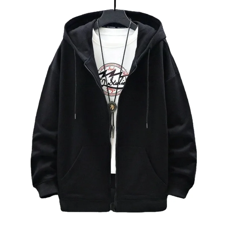 Herren Trendy Hoodie Cardigan Herbst Kapuzenpullover Einfarbig Klassische Jacke Langarm Reißverschluss Mantel Lässige Herrenbekleidung — image 1
