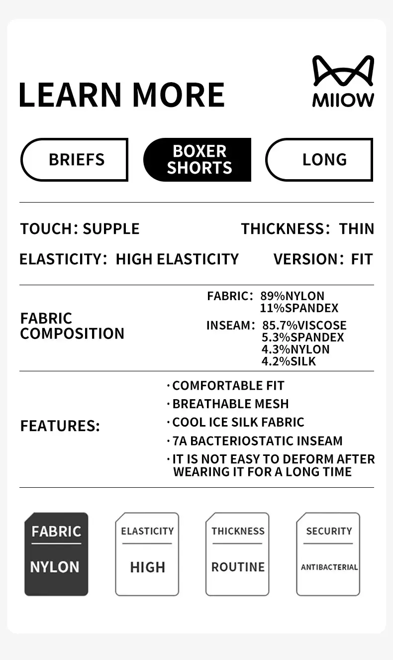 MiiOW 3Pcs Ice Silk Men's Underwear Boxers 7A Antibacterial Men Panties Breathable Mesh Mens Underpants Summer Man Boxer Briefs — image 3