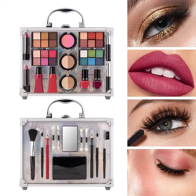 All In One Makeup Kit Women Full Kit Makeup Gift Set Eyeshadow Lip Makeup Mascara Lipstick Eye Pencil Applicator Blush Powder
