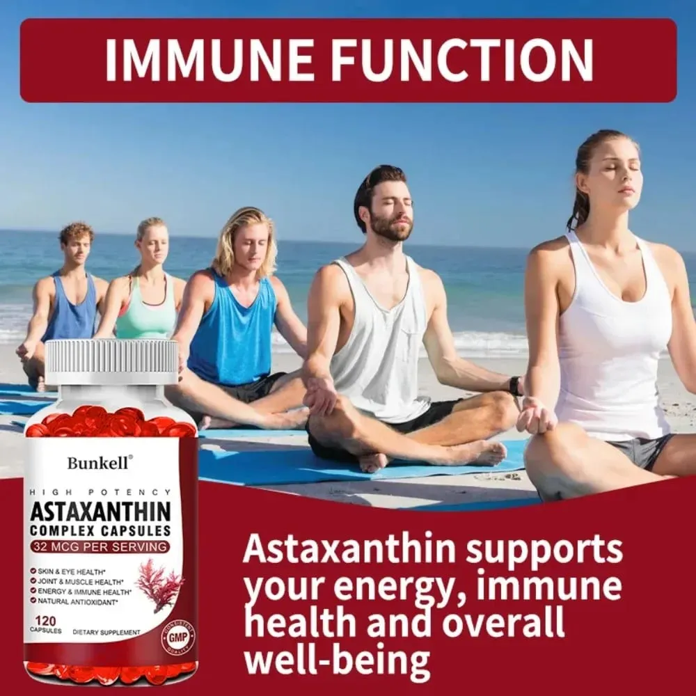 Capsule del complesso di astaxantina - con olio di pesce antiossidante che supporta la vista, gli occhi, la pelle, i muscoli, le articolazioni e la salute del sistema immunitario — image 3