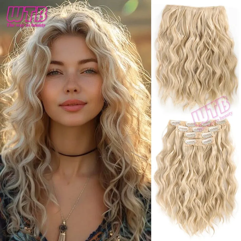 Synthetic Heat Resistant Hair Extensions Multi Color Clip-in Body Wave 12inch 4 PCS Double Weft for Women Girl Daily Party Use — image 17