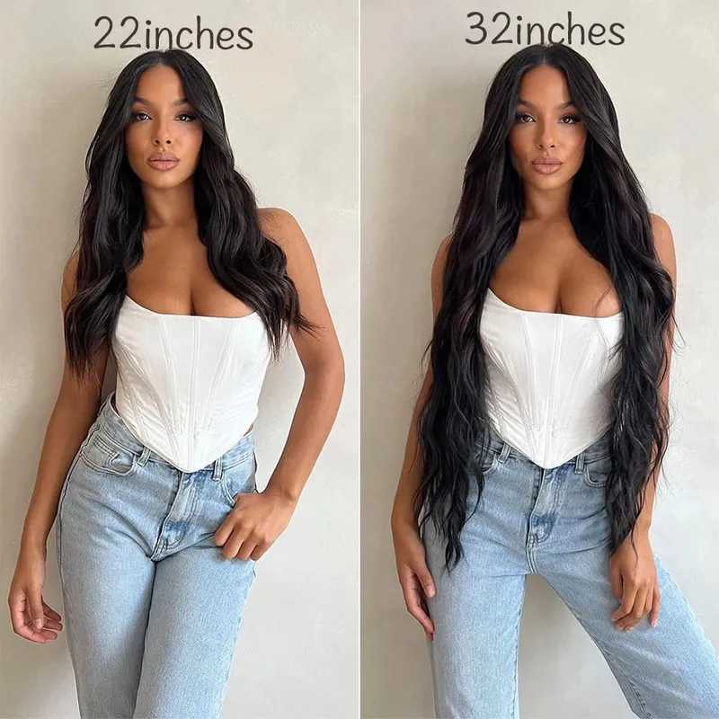 Synthetic One Piece 5clips Long Curly Clips in Hair Extension Hair Water Wave Blonde Black 24" For Women Hairpieces — image 6
