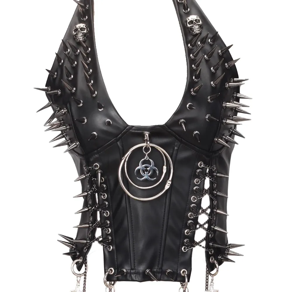 Goth Top Y2K Clothes Women's Tanks Emo Clothing Gothic Boho Tops with Spikes Punk Rock Teens Festival Spiked Bra Grunge T Shirt — image 13