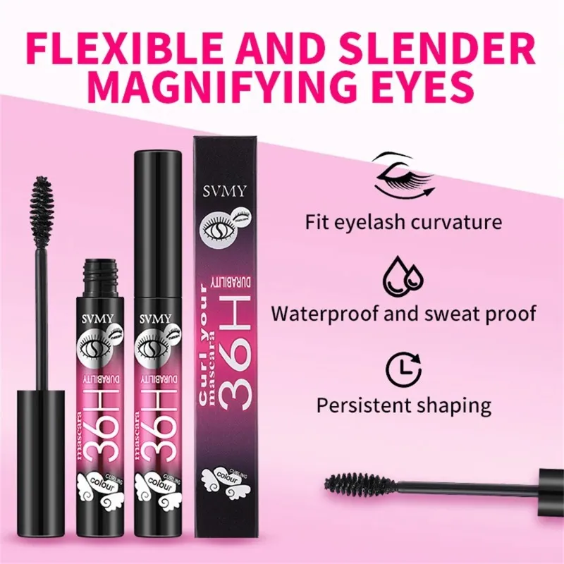 Fiber Mascara Sort Tyk Krøllet Holdbar Vandtæt Svedtæt forlængende Mascara Volumiserende Naturlig Eye Lash Extension Makeup — image 7