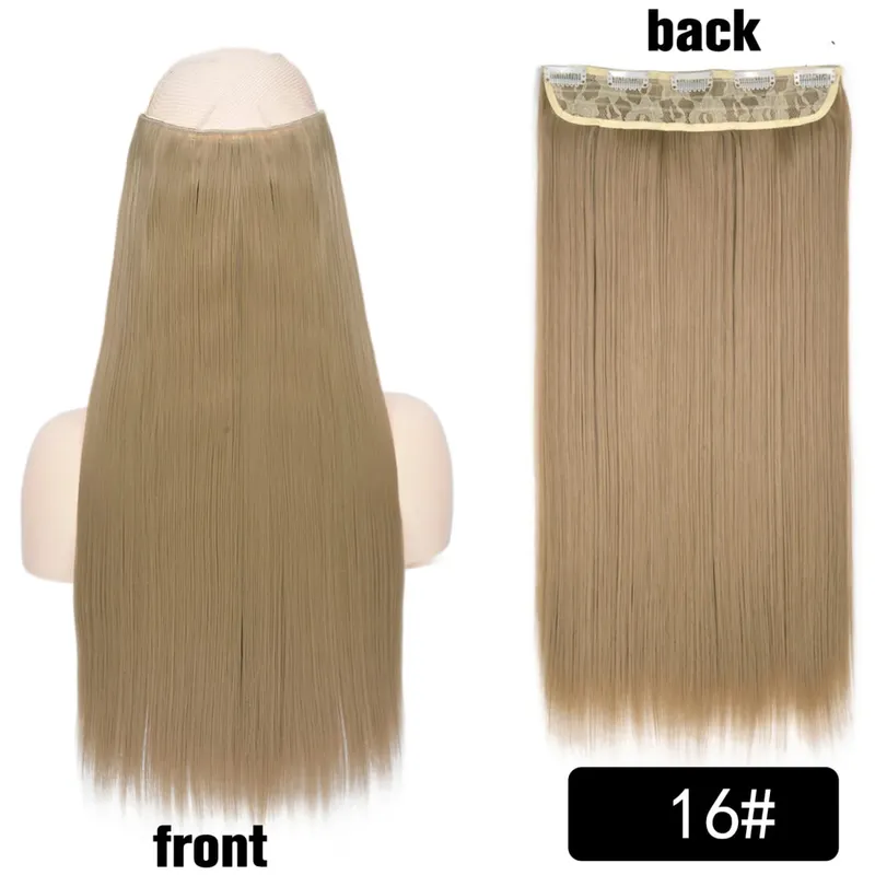 Long Straight Curly One Piece 5clips Clip-in Extensions 22Inch Heat Resistant Hairstyles Colour Mix Blonde Hair Piece For Women — image 71