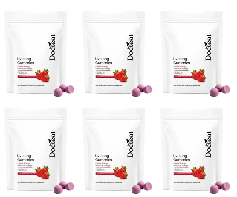 Docteat Urolithin A Gummies 500mg per porzione Gusto Fragola Supporto quotidiano per il benessere cellulare 60 caramelle gommose per uomini donne — image 12