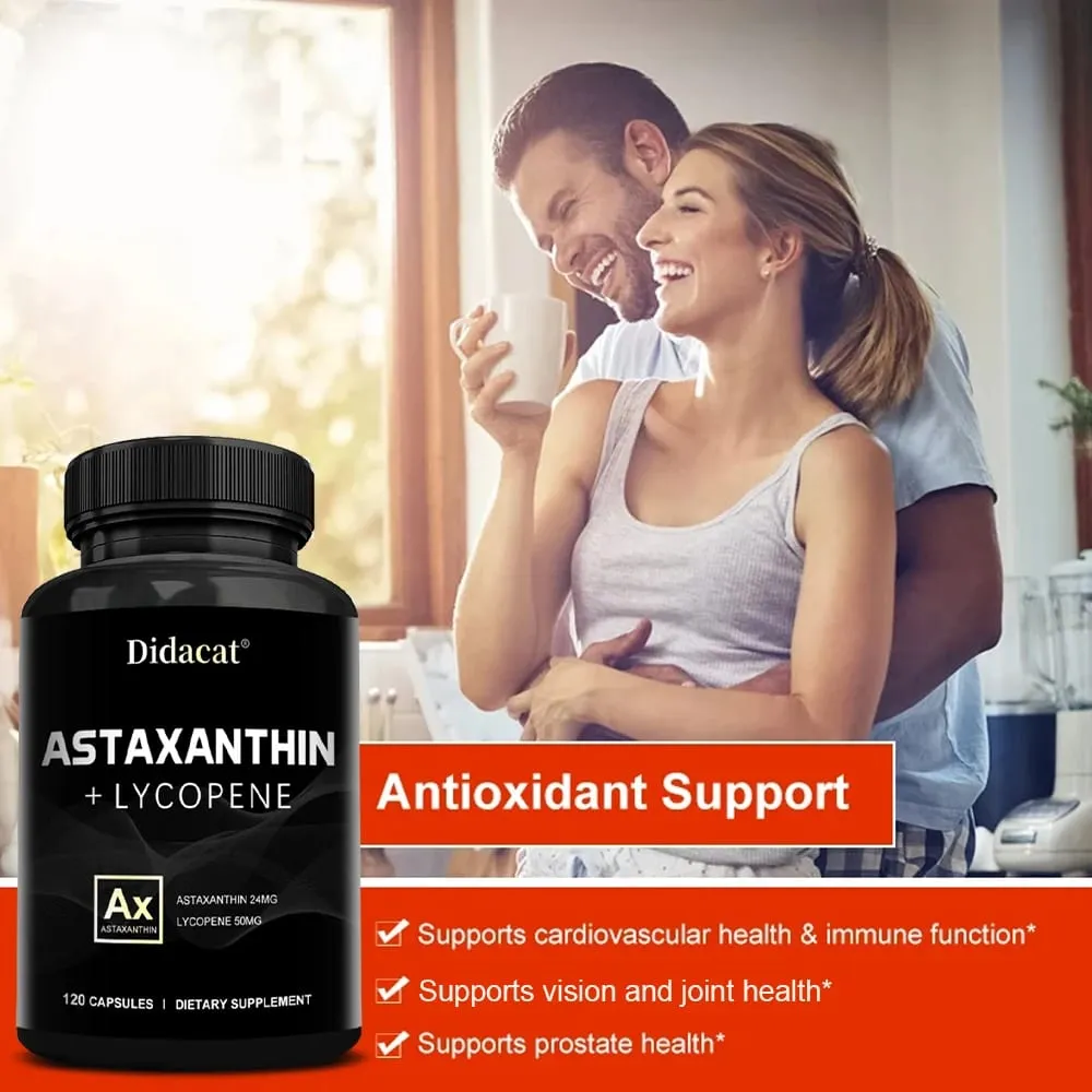 Astaxantina islandese 24 mg + licopene 50 mg Integratore alimentare antiossidante immunitario cuore cervello articolare - 120 Capsule — image 5