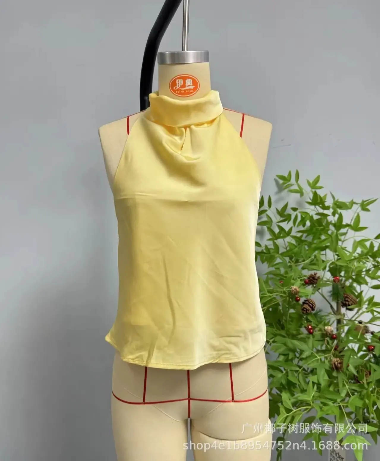Women's Satin Halter Neck Sleeveless Top Summer Elegant Draped Collar Blouse Smooth Chic Office Party Wear Evening Outings — image 7
