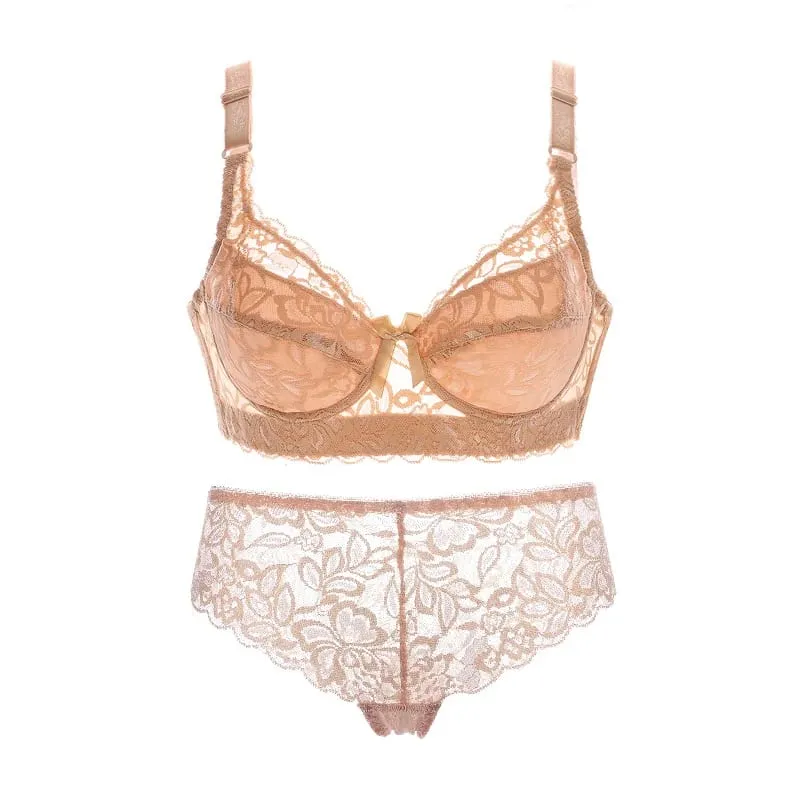 Sexy Lace Bras Set Lace Panty Thin Brief Plus Size 34-46BCD Women's Bralette Bh Push Up Brassiere Girl Top BH Lingerie Intimates — image 11