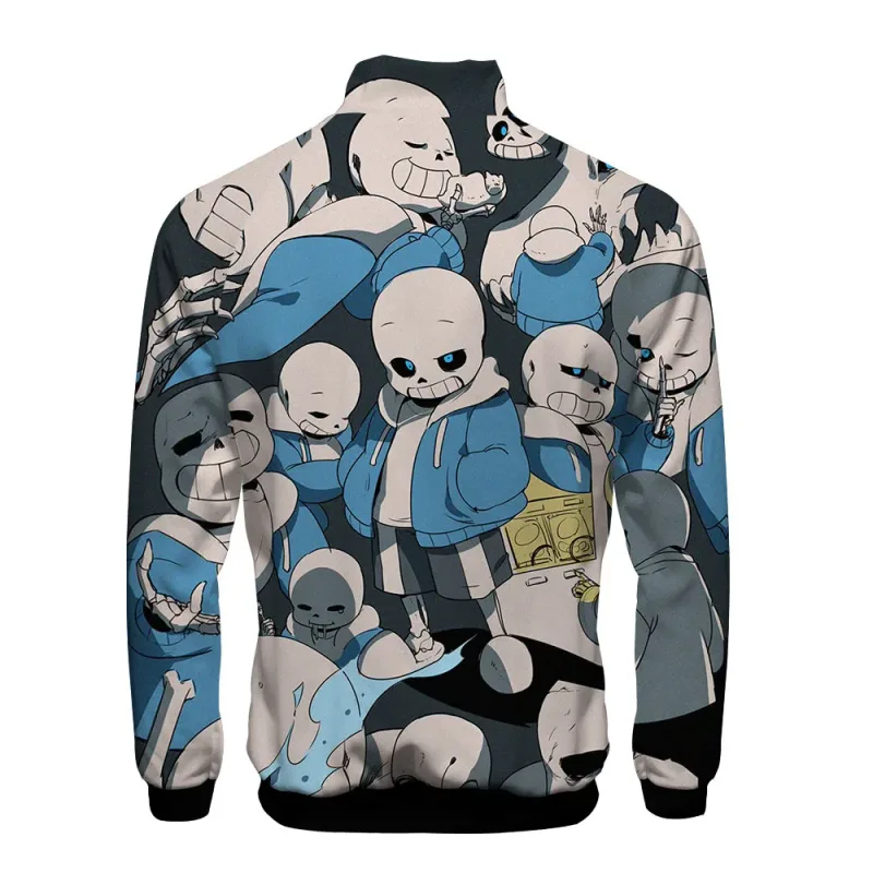 Luxuriöse beliebte Sans Undertale 3D-Druck-Reißverschluss-Raglanjacke Windjacke Jungen/Mädchen Bequeme Stehkragenjacken Mäntel