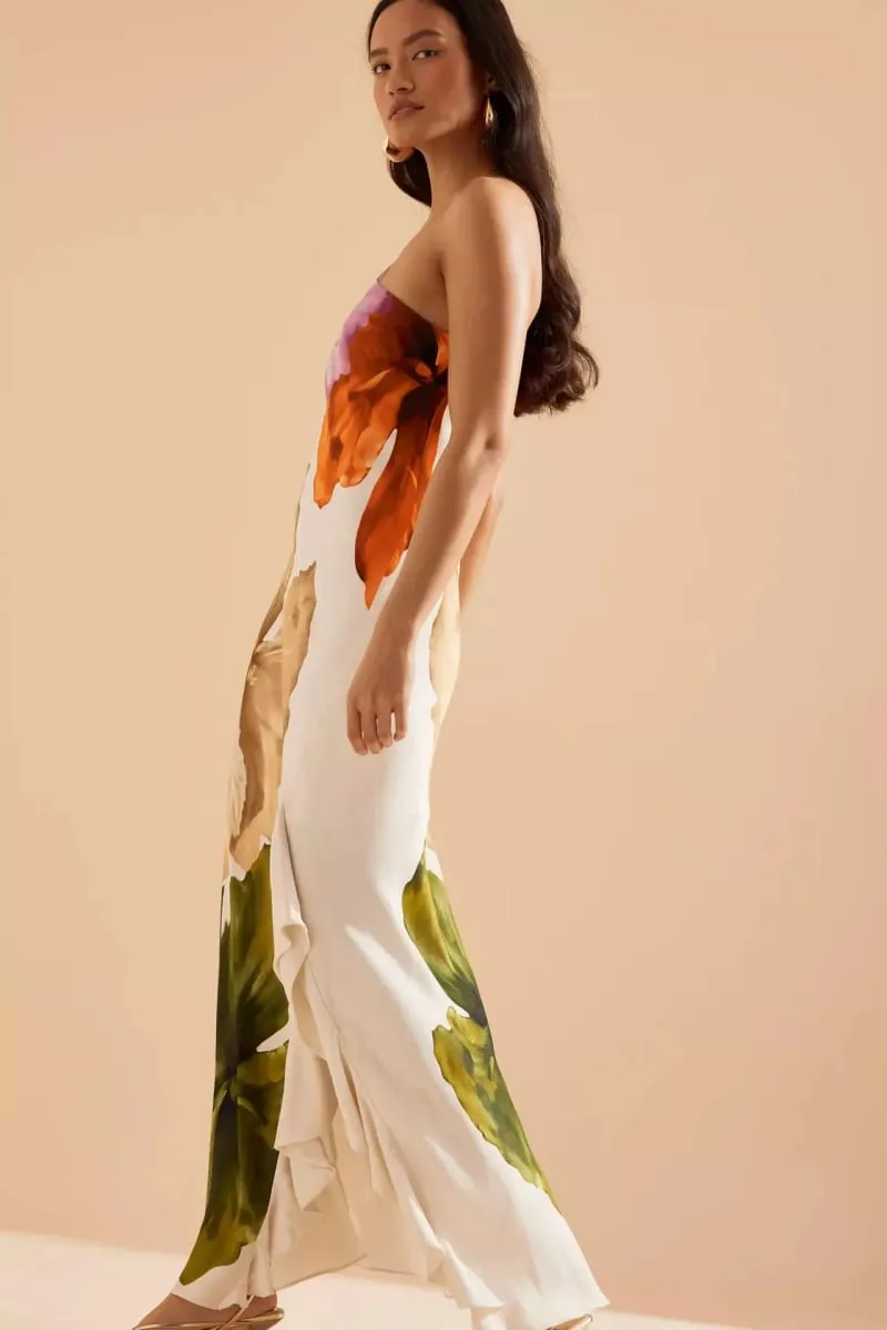 Fashion Women Printed Curling Edge Long Dresses Irregular One Shoulder Open Fork Gown Women Summer 2025 Party Vestidos — image 6