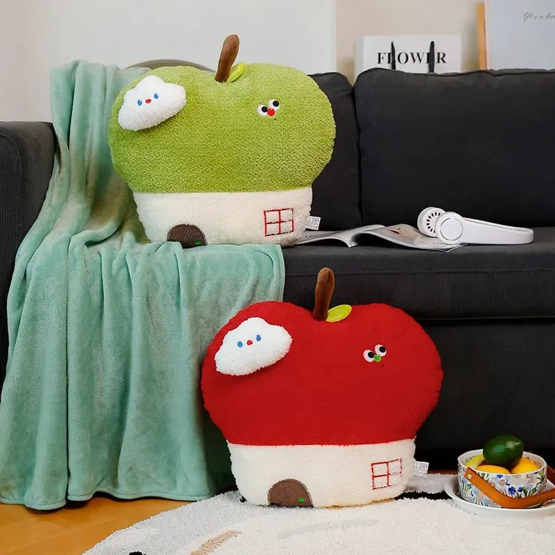귀여운 애플 하우스 플러시 베개 옵션 담요 2-in-1 던지기 쿠션 카와이 과일 박제 베개 소파 침실 장식 선물 — image 2