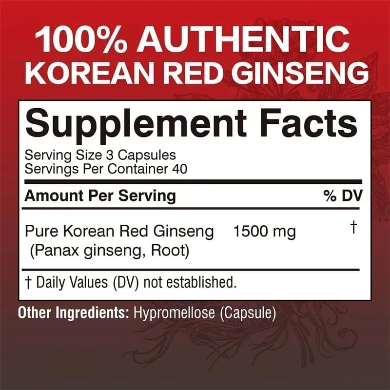 Korean Red Panax Ginseng Capsules - Increases Energy Mood Stamina & Performance Supports Mental Health — image 3