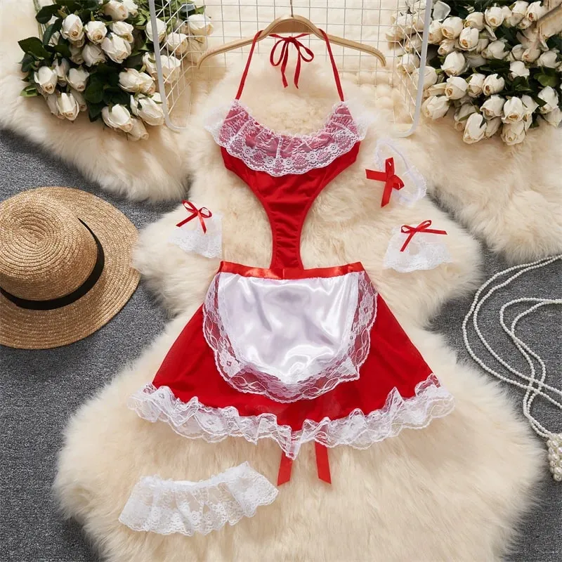 Women' Halter Neck Sleeveless Playsuit Sexy Cute Cow Black And White Contrast Bodysuit Hollow Lace Up Backless Erotic Lingerie — image 19