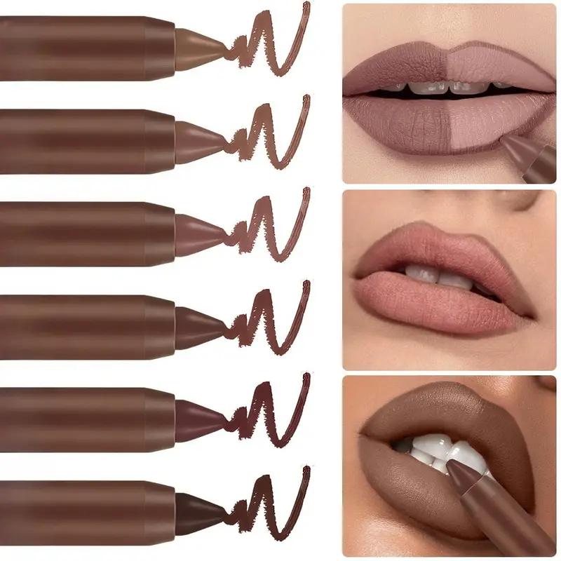 Matte Soft Mist Lip Liner Lipsticks 6 Colors Smooth and Pigmented Non-Stick Chocolate Lipsticks