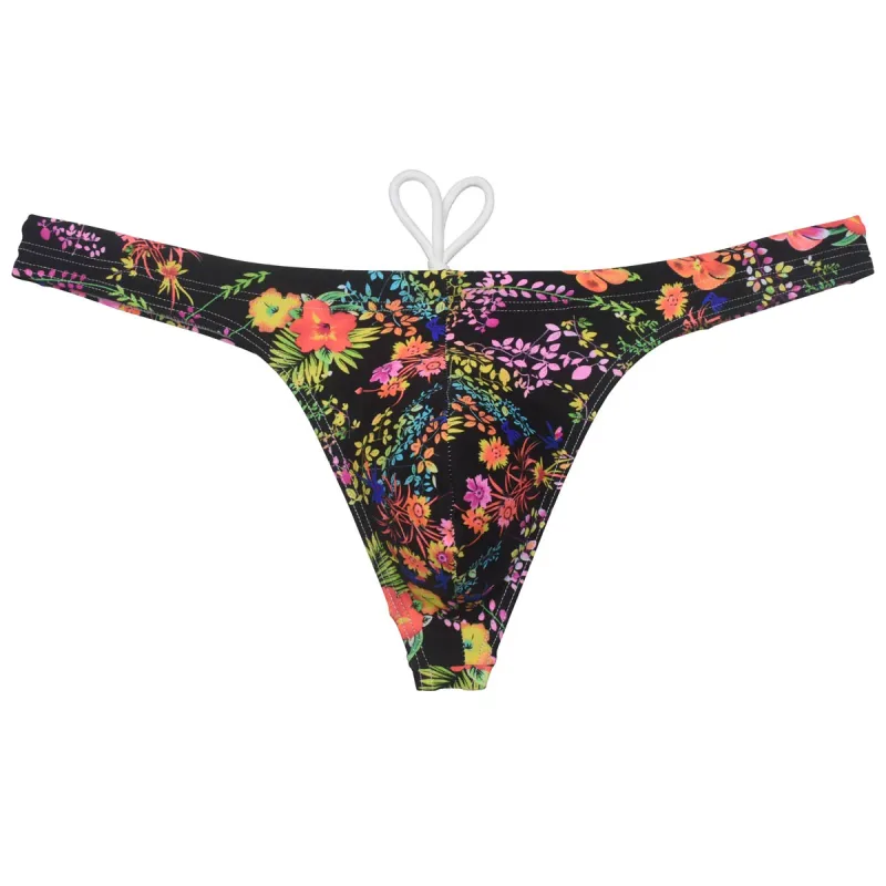 Sexy Swim Thong Men's Swimwear Bikini Briefs Drawstring Quick-dry Elastic Underwear Pouch Beach Tangas Surfing Poolside