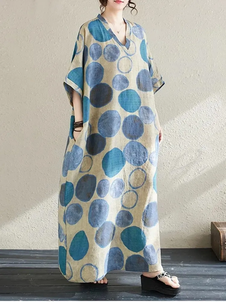 short sleeve oversize cotton vintage Polka Dot new in dresses for women casual loose maxi long summer dress elegant clothes 2026 — image 5