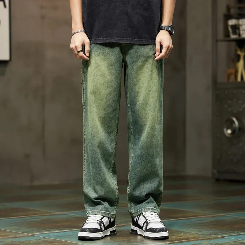 Jeans Men Baggy Pants Wide Leg Autumn Straight Loose Fit Retro Blue Denim Pants Streetwear Fashion Pockets Vintage Man Clothes — image 8