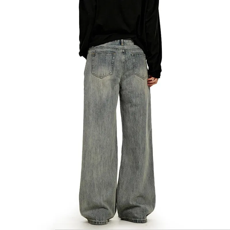 Amerikaanse retro minimalistische versleten gewassen jeans voor heren Effen volledige lengte Causale broek met rechte pijpen 2026 Lentenieuws 9X1974 — image 6