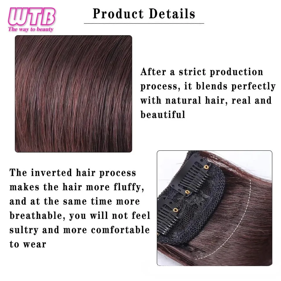 Synthetic Invisible Seamless Hair Pads Clip In One Piece 2 Clips Increase Hair Volume Hair Extensions Top Side Cover Hairpiece