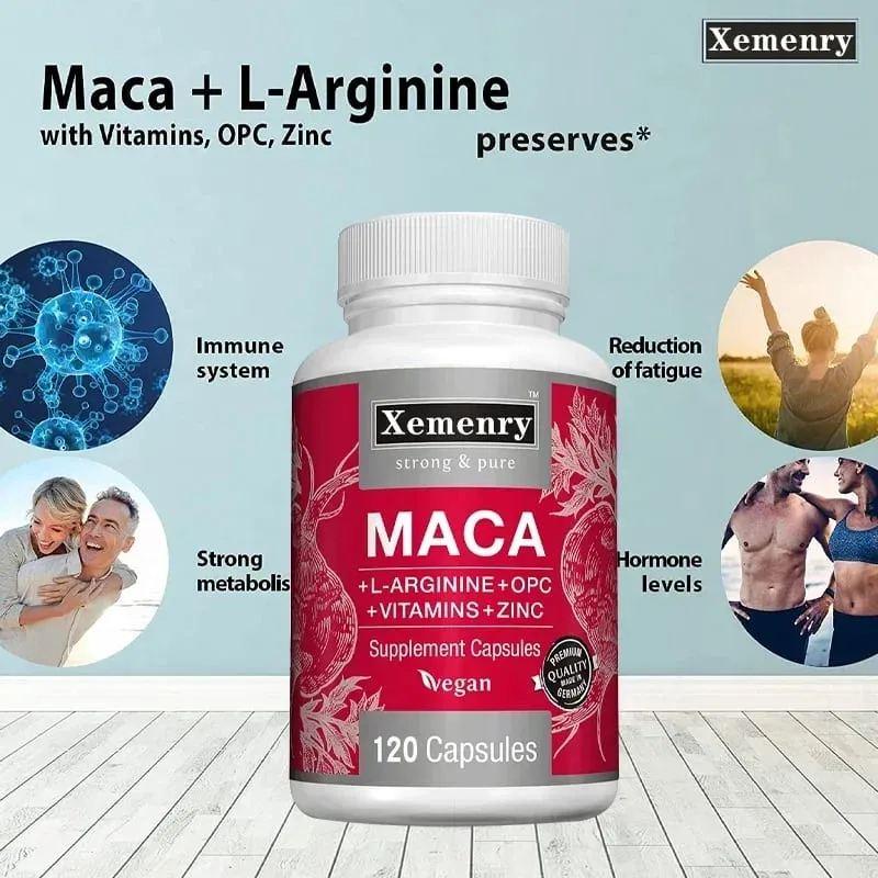 Maca Root Capsules + L-Arginine Vitamins B6 + B12 OPC & Zinc for Men & Women 120 Veggie Caps — image 6