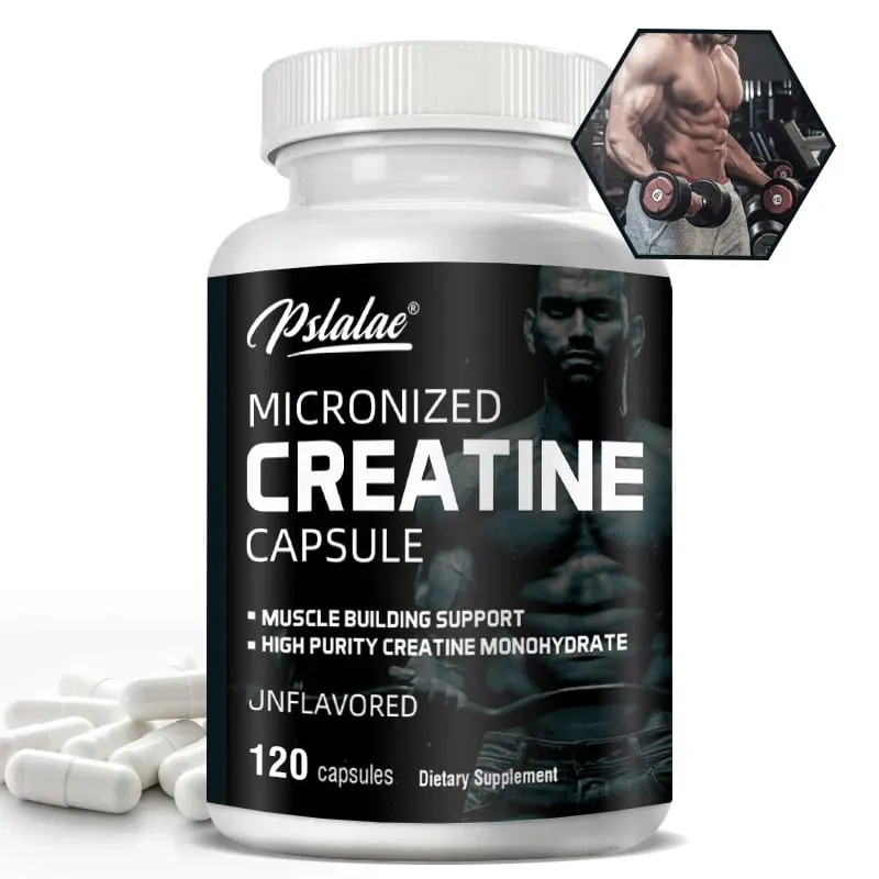 Micronized Creatine Powder (5000 Mg) Creatine Monohydrate Powder Unflavored Ketogenic Friendly Non-GMO 120 Capsules