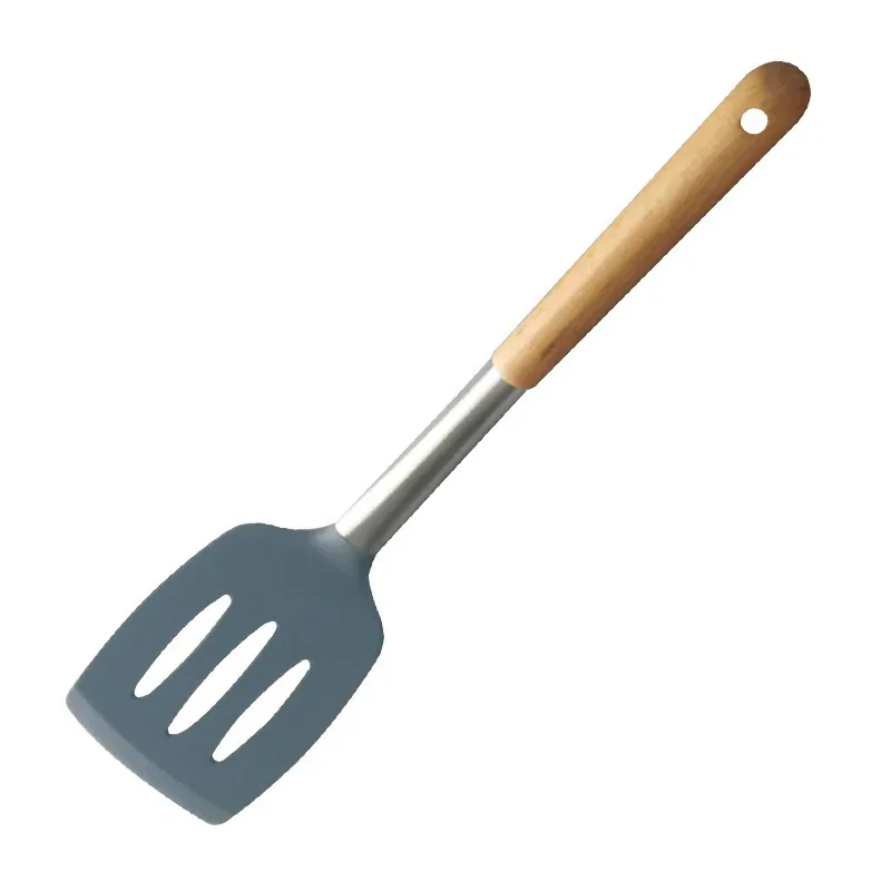 Silicone kitchen utensils silicone spatula wooden handle silicone spatula silicone soup spoon leak spatula non-stick pan — image 9