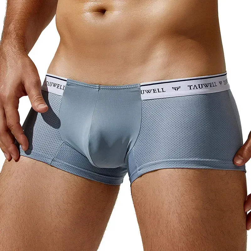 Men's Boxy Underwear Ice Silk Mesh Breathable Comfort Quick Dry Elastic Sports Trunk Youth Low-rise U Convex Pouch Boxer Shorts — image 2