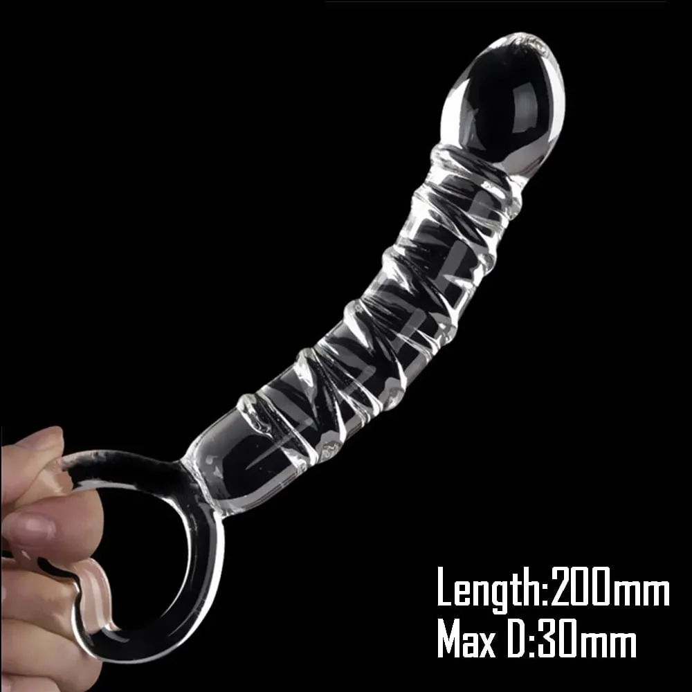 Pyrex Glass Dildo 195x33mm Fake Penis Crystal Anal Beads Butt Plug Prostate Massager G Spot Female Masturbation Toys — image 4