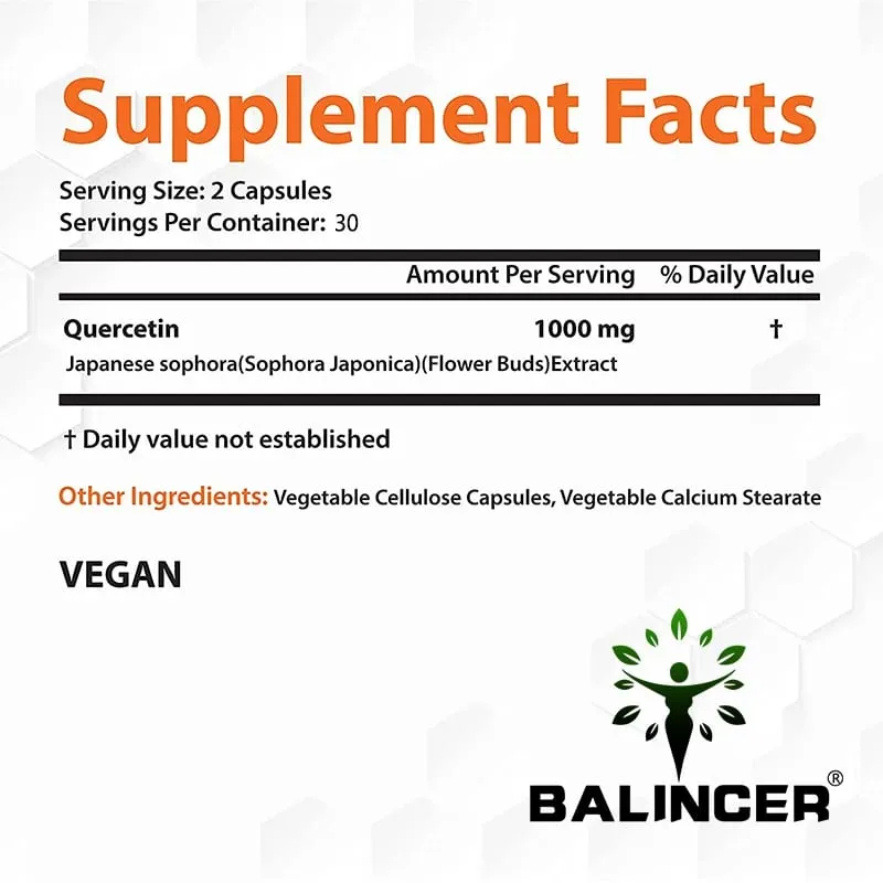 Natural Quercetin Supplement Vegan Capsules Bioflavonoid Support - Supports immune health and energy levels — image 6