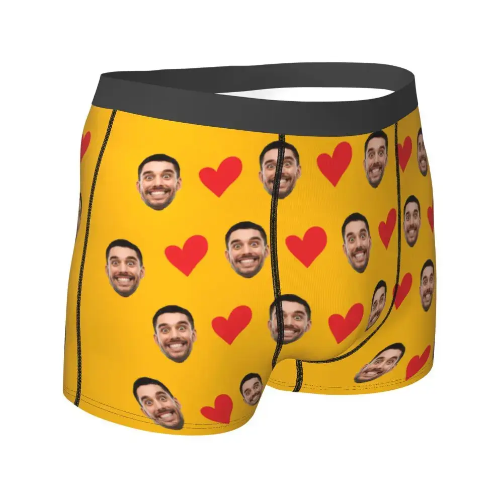 Personalized Face Photo Underwear Custom Heart Boxer Briefs Men Briefs Gift For Husband Anniversary Gift for Dad