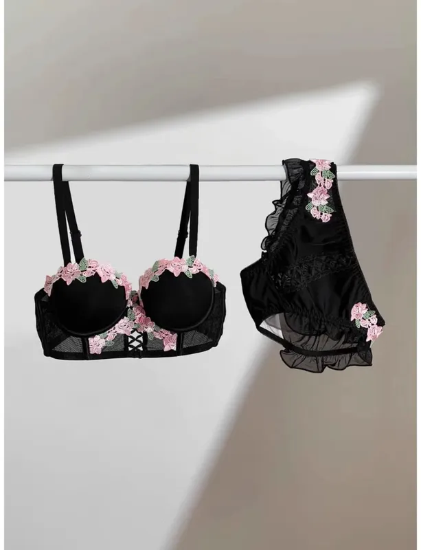 Japanese Kawaii Bralette Set for Small Bust Summer Wireless Lingerie Ultra-Thin Pure & Sensual Snug Fit Bra No Steel Rings — image 12