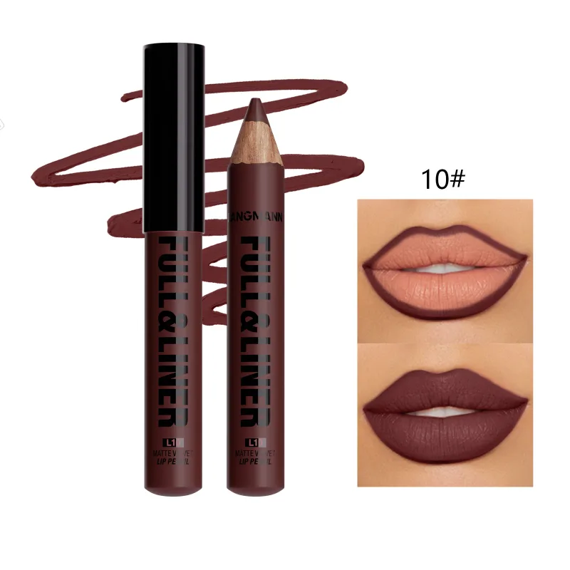 Matter Lipliner-Lippenstift, Holzstift, schneidbar, Lipliner hält lange, klebt nicht an der Tasse, verblasst nicht — image 16