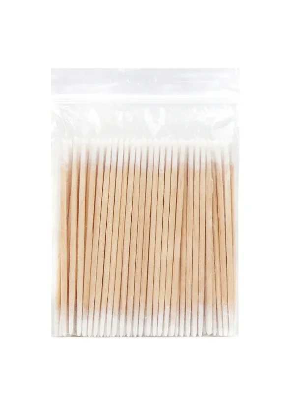 100 pcs Disposable Ultra-small Cotton Swab Lint Free Micro Brushes Wood Cotton Buds Swabs Eyelash Extension Glue Removing Tools