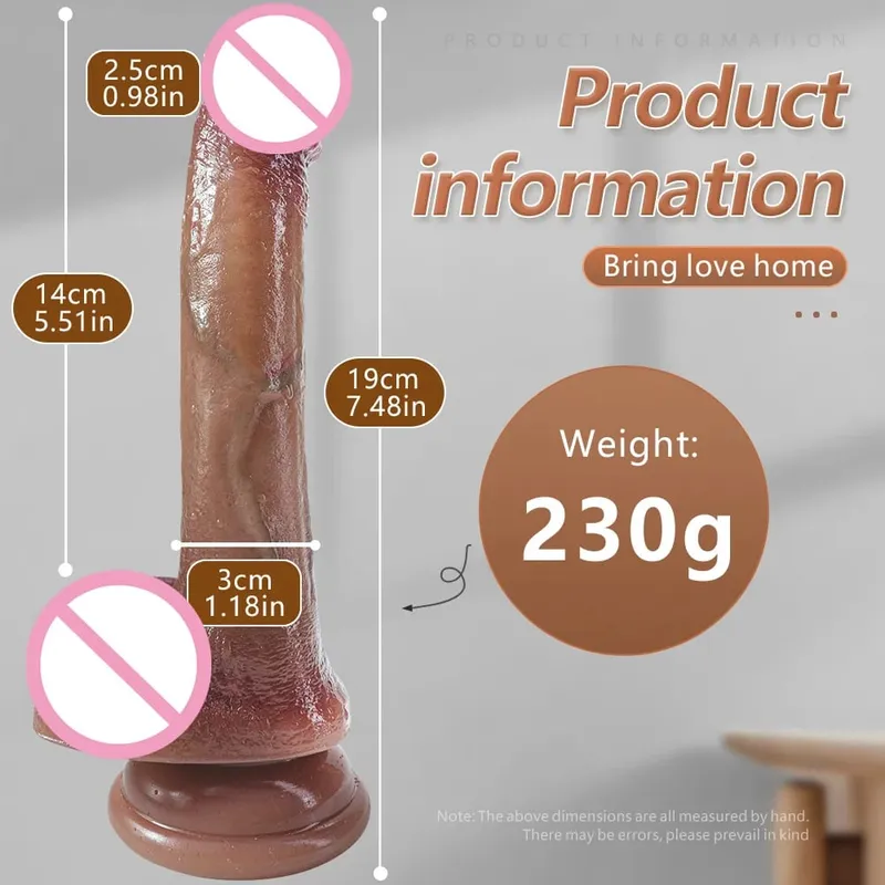 Realistisk Lang Dildo Kød Hud Blød Stor Pik Dobbelt Silikone Lille Penis Til Kvinde Mand Analsex legetøj Sugekop Masturbator — image 7