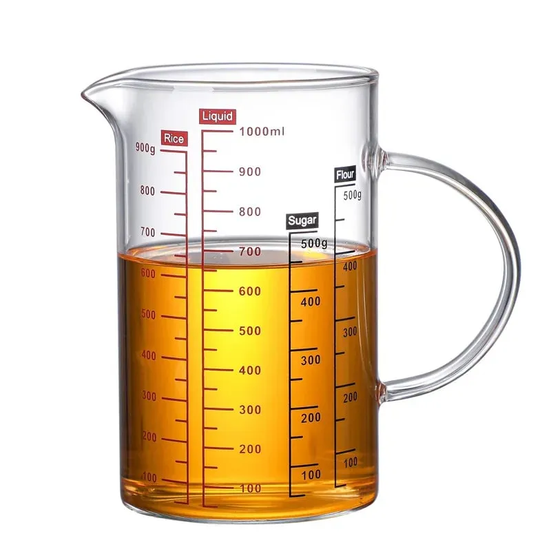 Mataas na Borosilicate Glass Measuring Cups Clear Glass Scale Cup With Handle V Shaped Spout Kitchen Glass Measuring Beaker — image 11