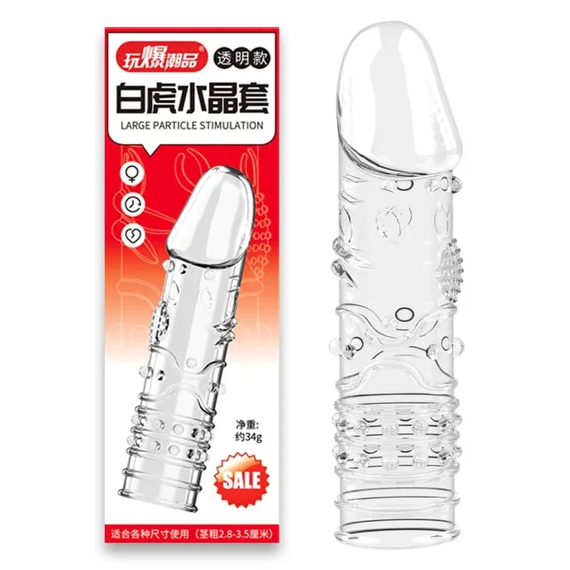 4 Types Crystal Condom Penis Enlargement Sleeve Retarded Ejaculation Adult Sm Games Sex Toys for Men Couples