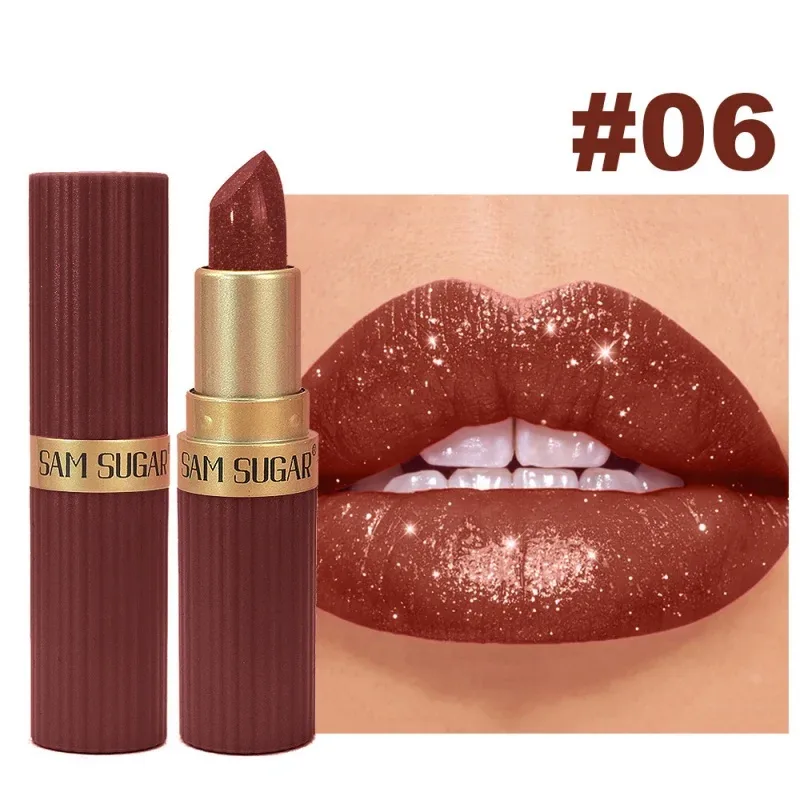 Metallic Velvet Lipstick Diamond Sparkle Pearlescent Fine Shimmer Waterproof Non Stick Cup Lip Makeup — image 8