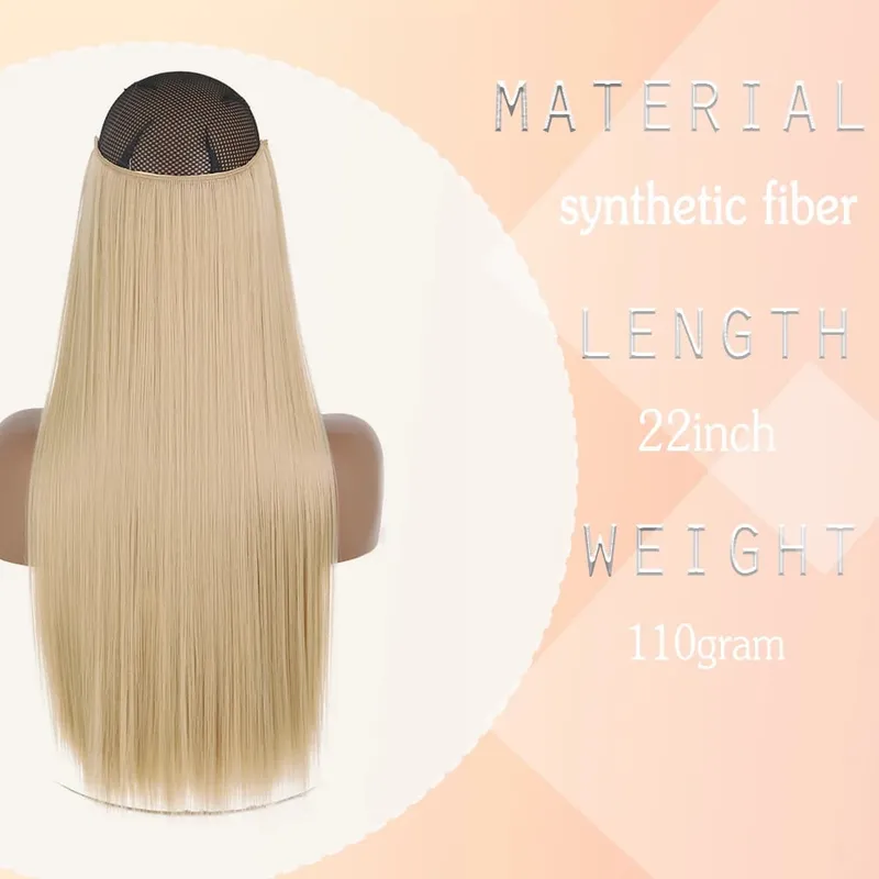 No Clips Hair Extensions Invisible Wire Long Straight Synthetic False Hair Piece 80cm Black Brown Blonde Hairstyle — image 4