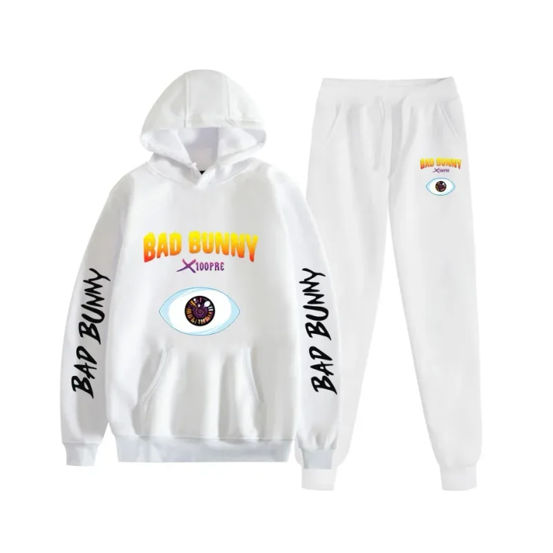 Costume Harajuku confortable imprimé mauvais lapin, sweat-shirt et pantalon de survêtement pour femmes, sweat à capuche + pantalon, ensemble 2 pièces pour garçons/filles — image 49