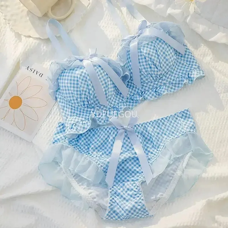 Women's Cute Bow & Polka Dot Bra Set - No Wire Push Up for Petite Chest Comfort Lace Underwear Set (2-Piece) — image 9