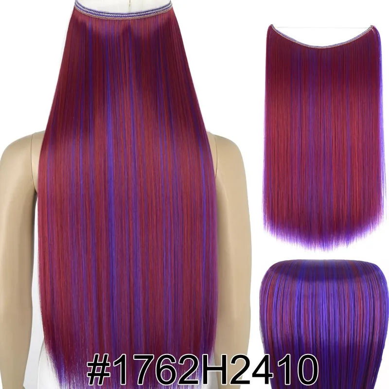 Synthetic Heat Resistant Hair Silky Straight Elasticity Invisible Wire Hair Extensions 8006 — image 37