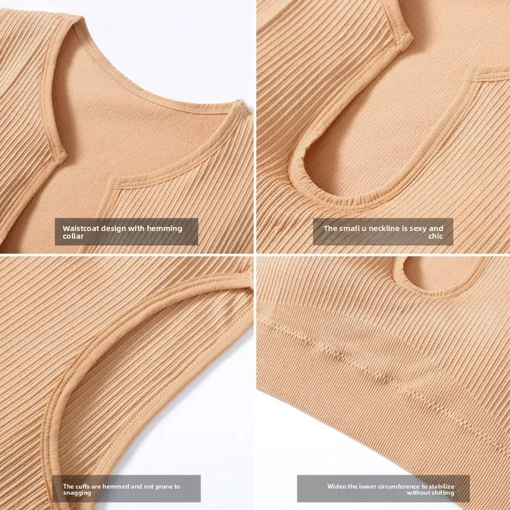 Sleeveless Women's Sports Vest Navel-Leaking With a chest pad Highly Elastic Vest Stretchy Breathable — image 3